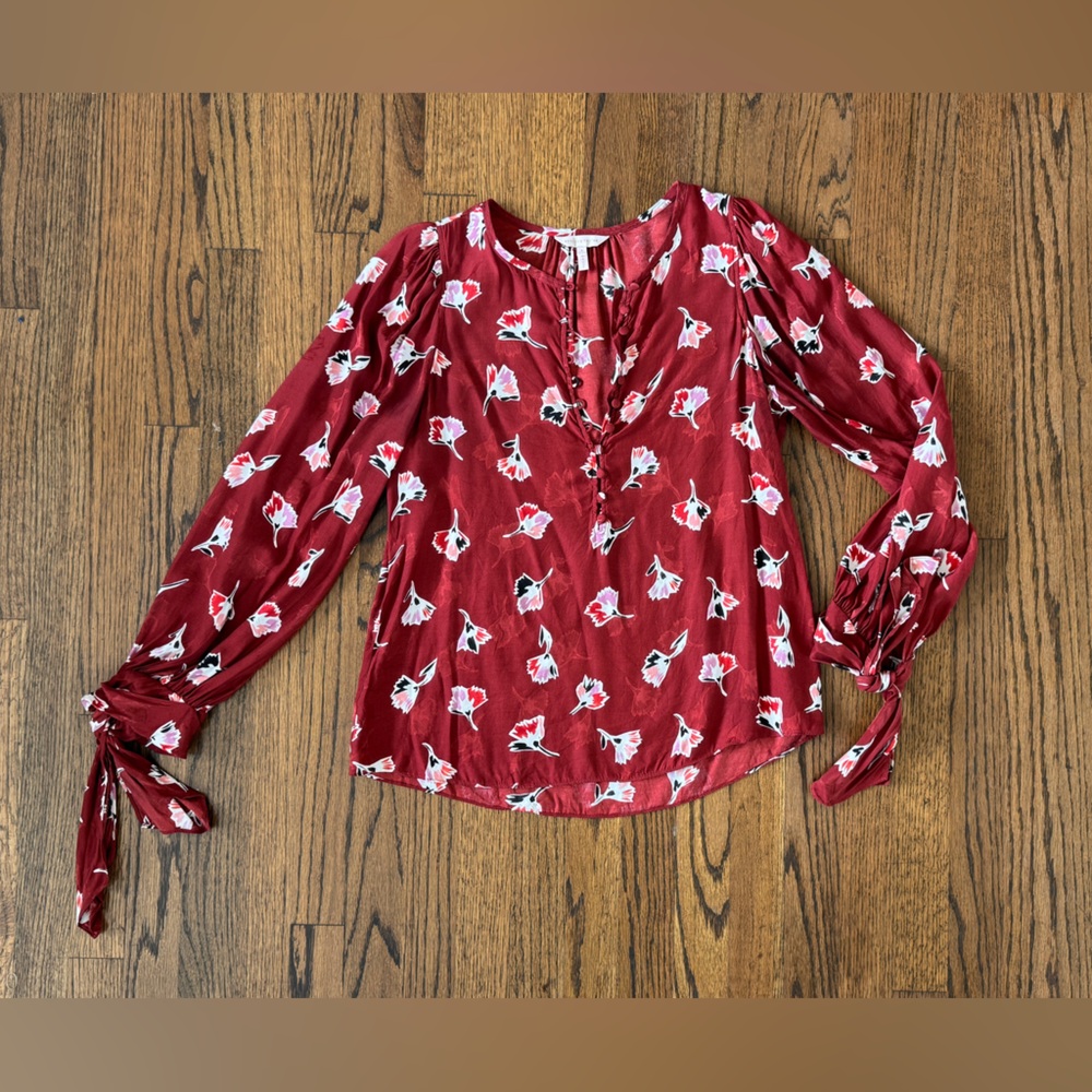 REBECCA TAYLOR red floral top size 6